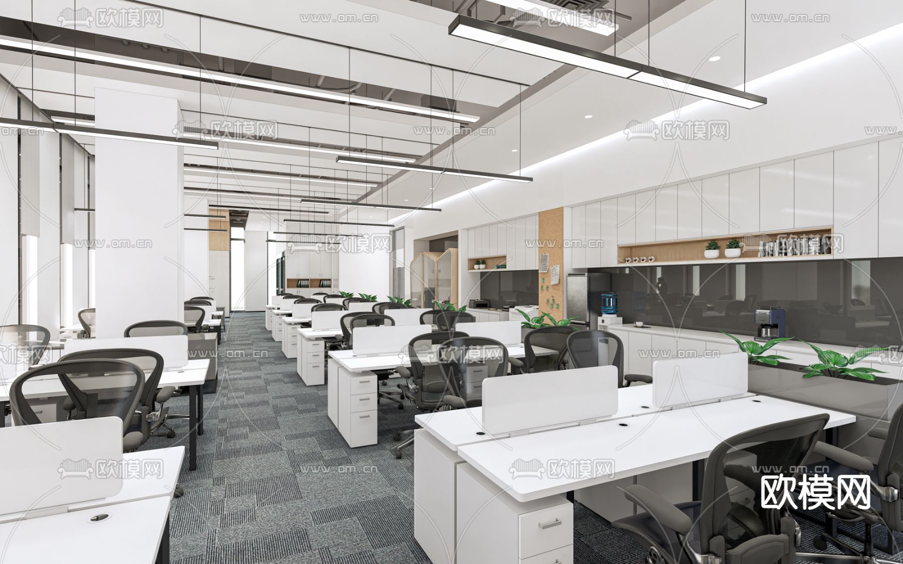 现代公共办公区su模型下载（渲染图1）