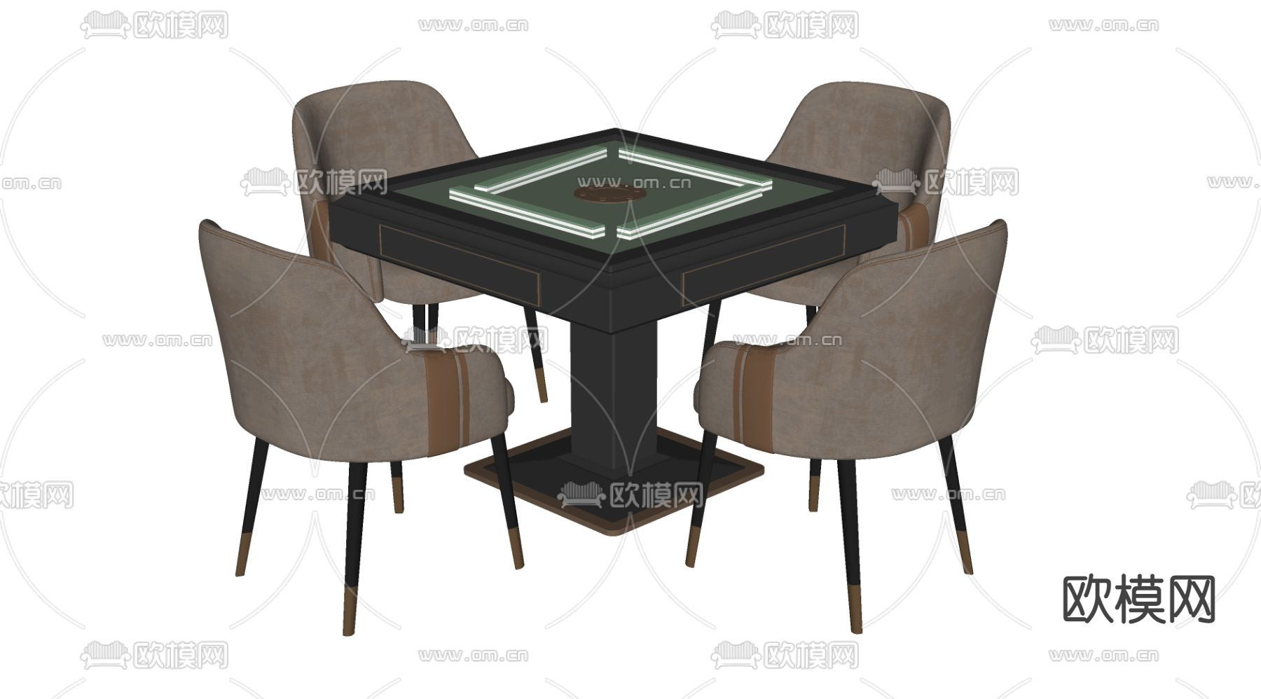 现代麻将桌 麻将机  棋牌桌su模型下载（渲染图2）