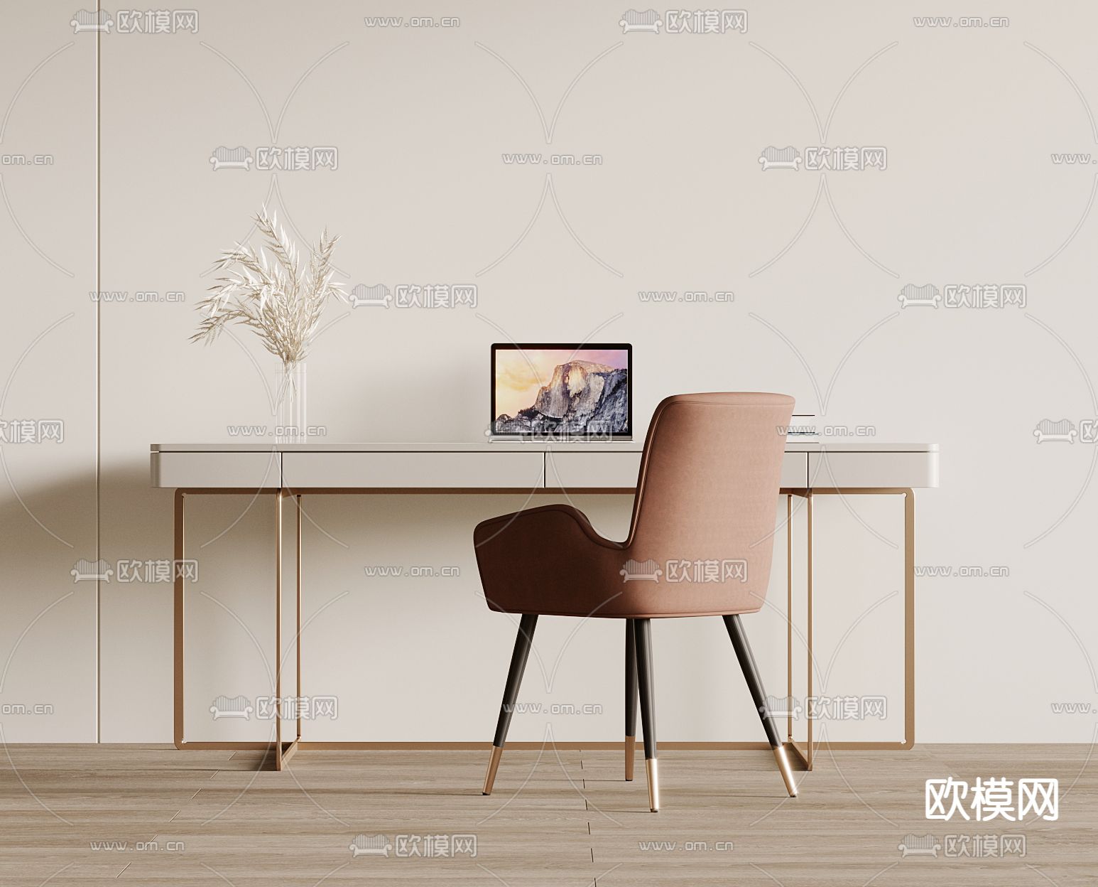 现代书桌椅3d模型下载