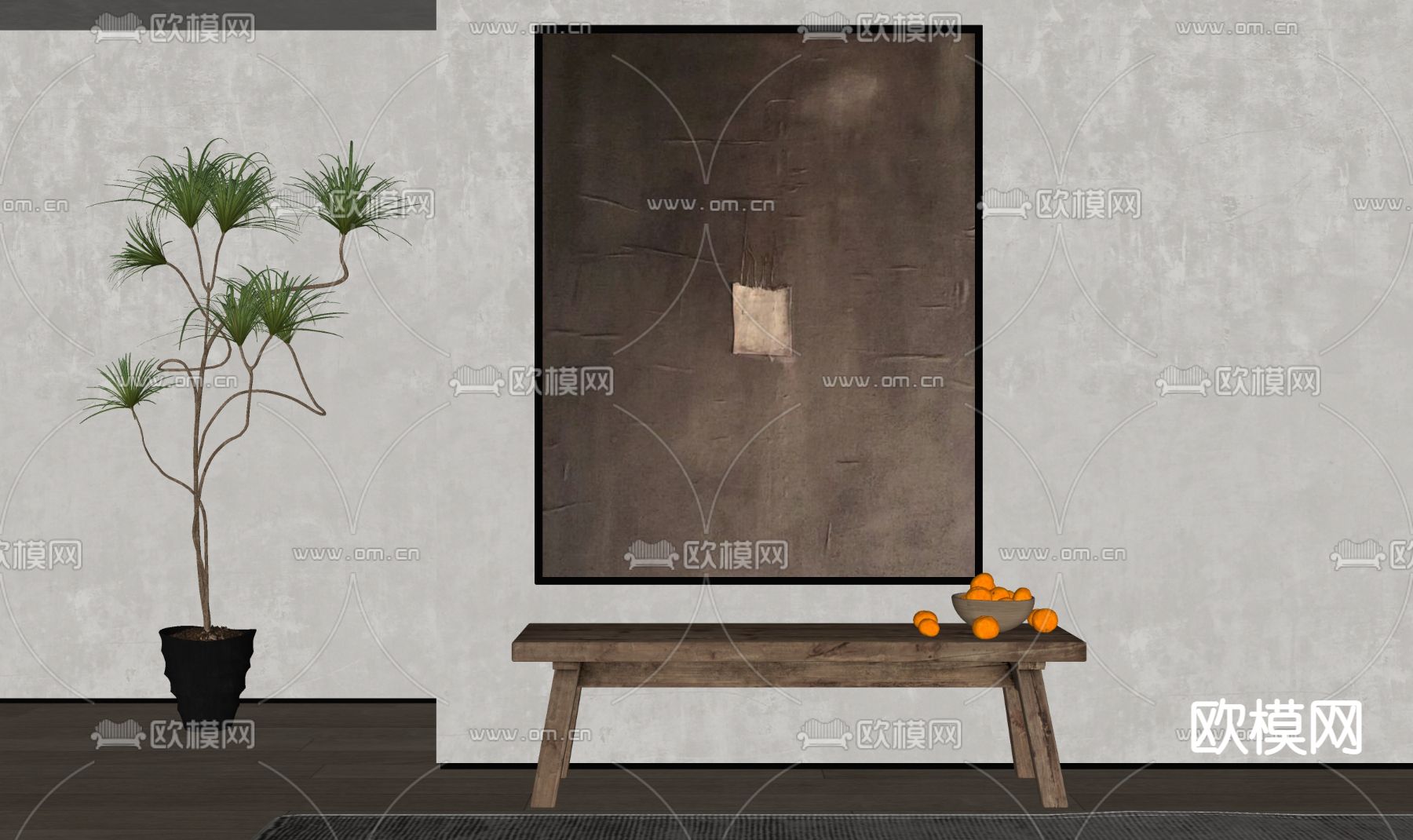 侘寂风装饰画 抽象画su模型