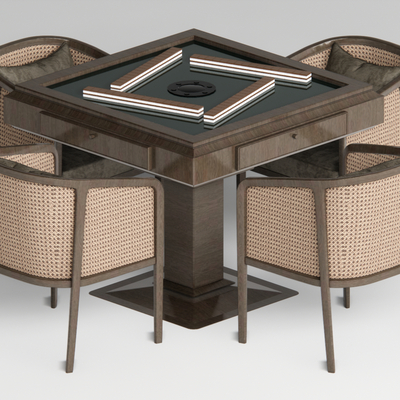  新中式棋牌桌 麻将桌 麻将机su模型 