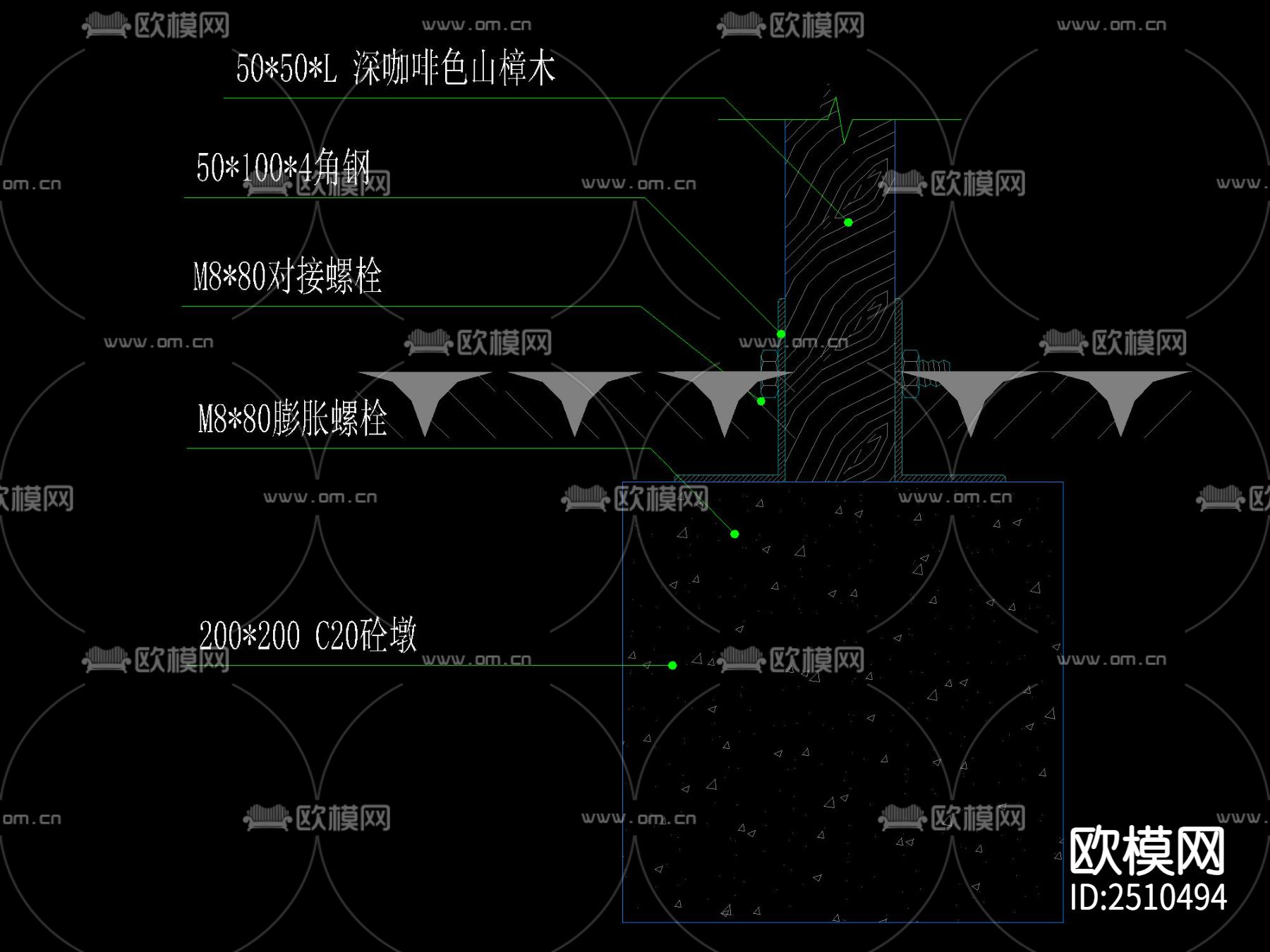 木格栅CAD施工图下载（渲染图3）
