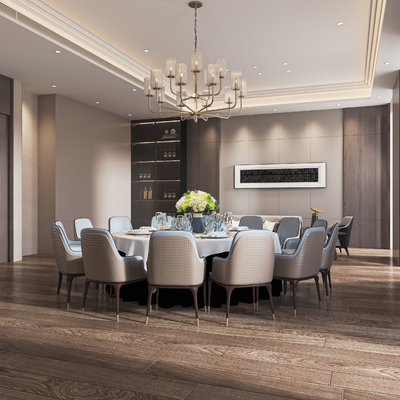  现代餐厅包房su模型 