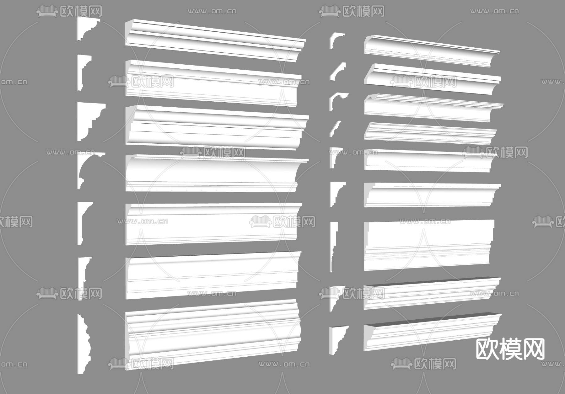 简欧石膏线条 天花角线su模型下载（渲染图2）