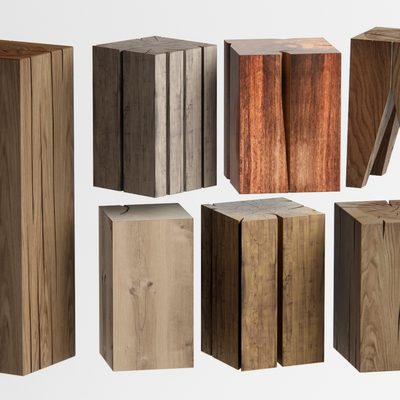 自然风木桩 边几su模型