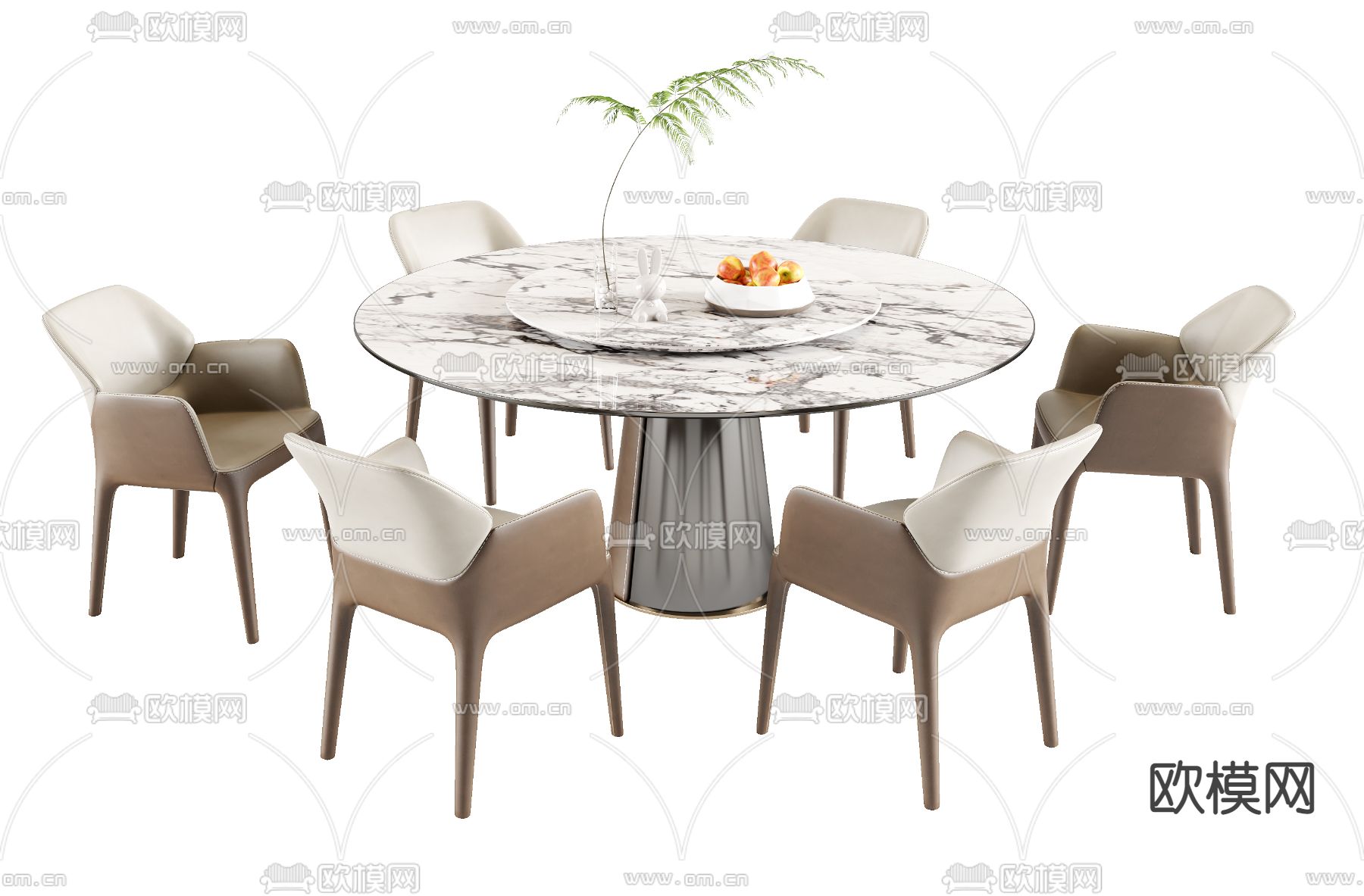 Minotti  圆形餐桌椅3d模型下载