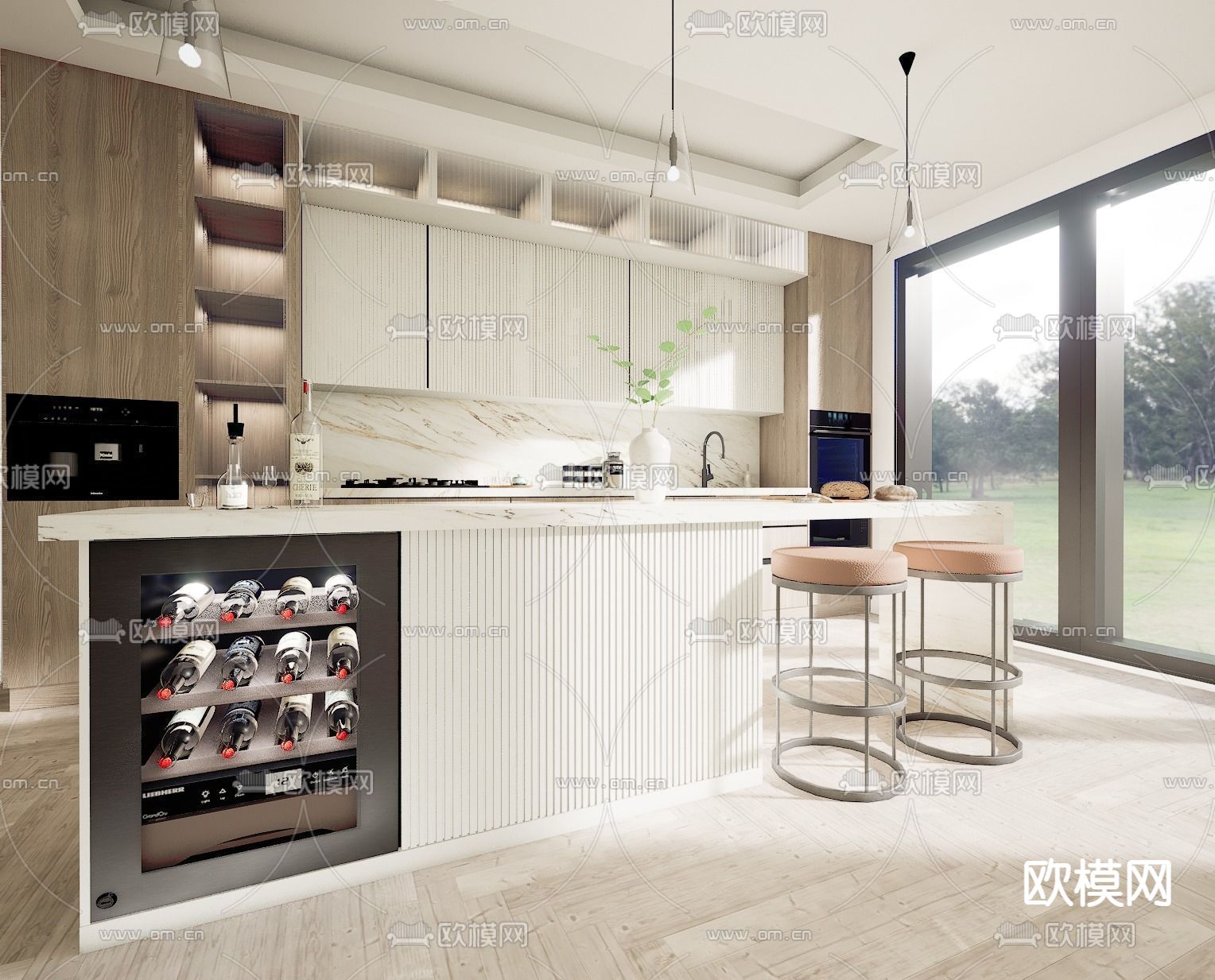 现代厨房 橱柜免费3d模型下载