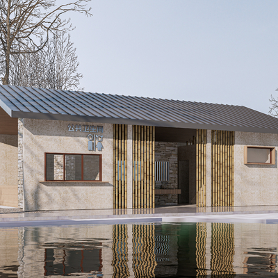  新中式公共厕所su模型 