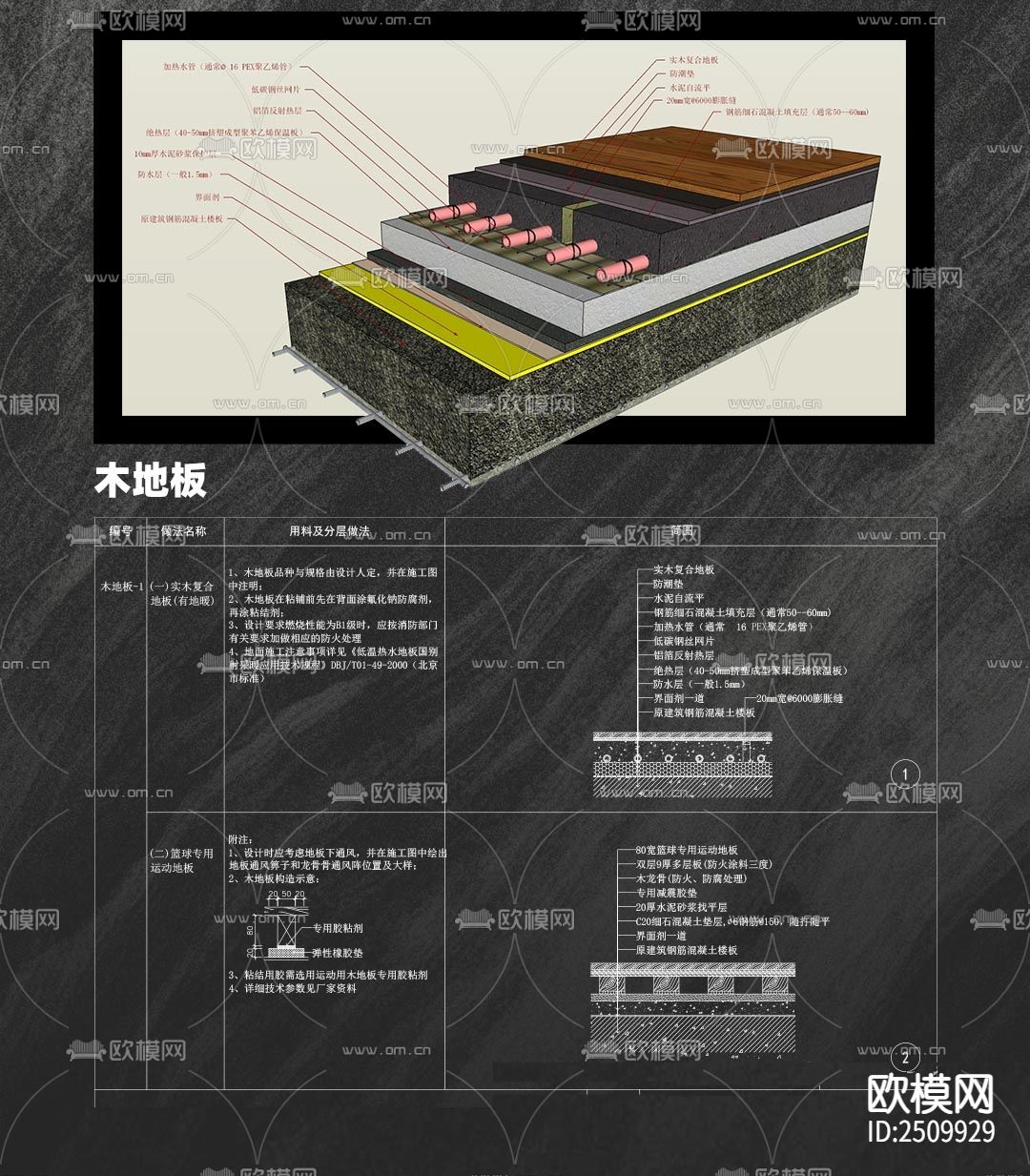 金螳螂专用墙顶地节点CAD施工图下载（渲染图7）