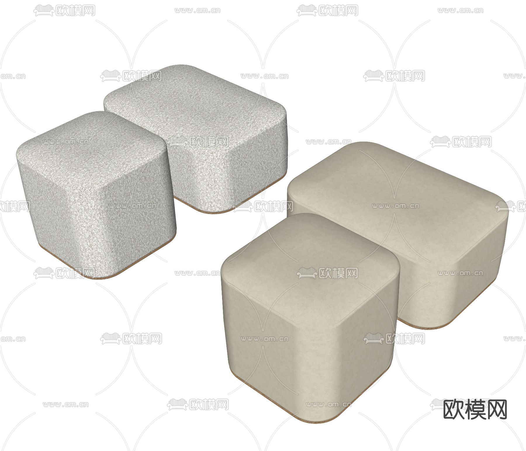 现代沙发凳su模型下载（渲染图2）