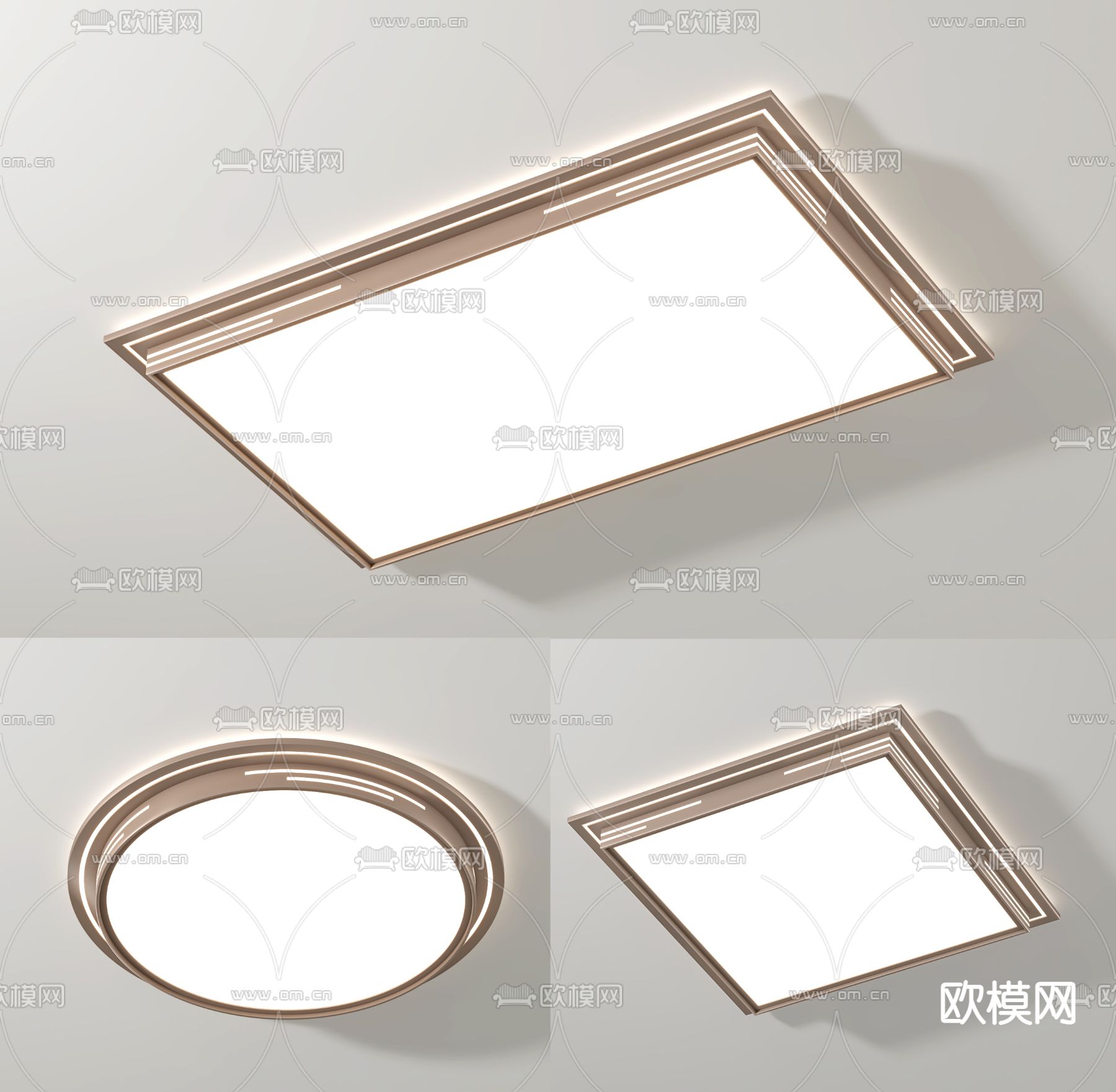 几何吸顶灯3d模型下载
