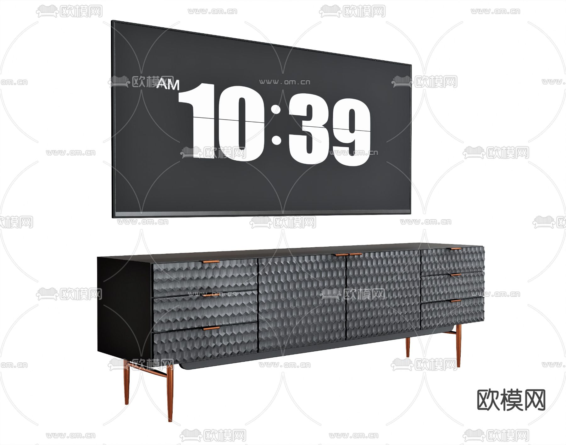 现代电视柜 电视机su模型下载（渲染图1）