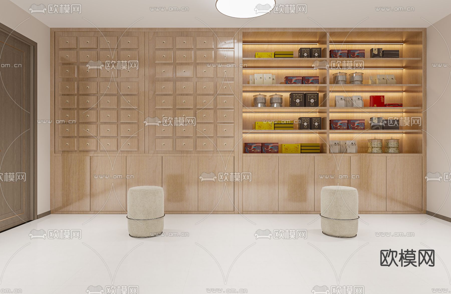 新中式美容院茶室免费3d模型下载（渲染图5）