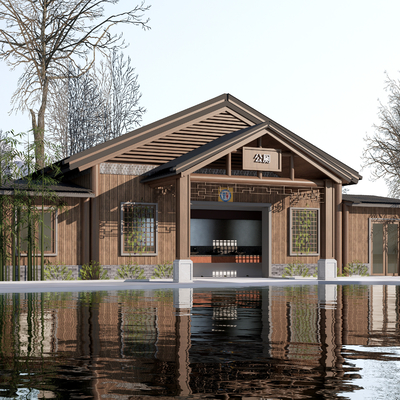  新中式公共厕所su模型 