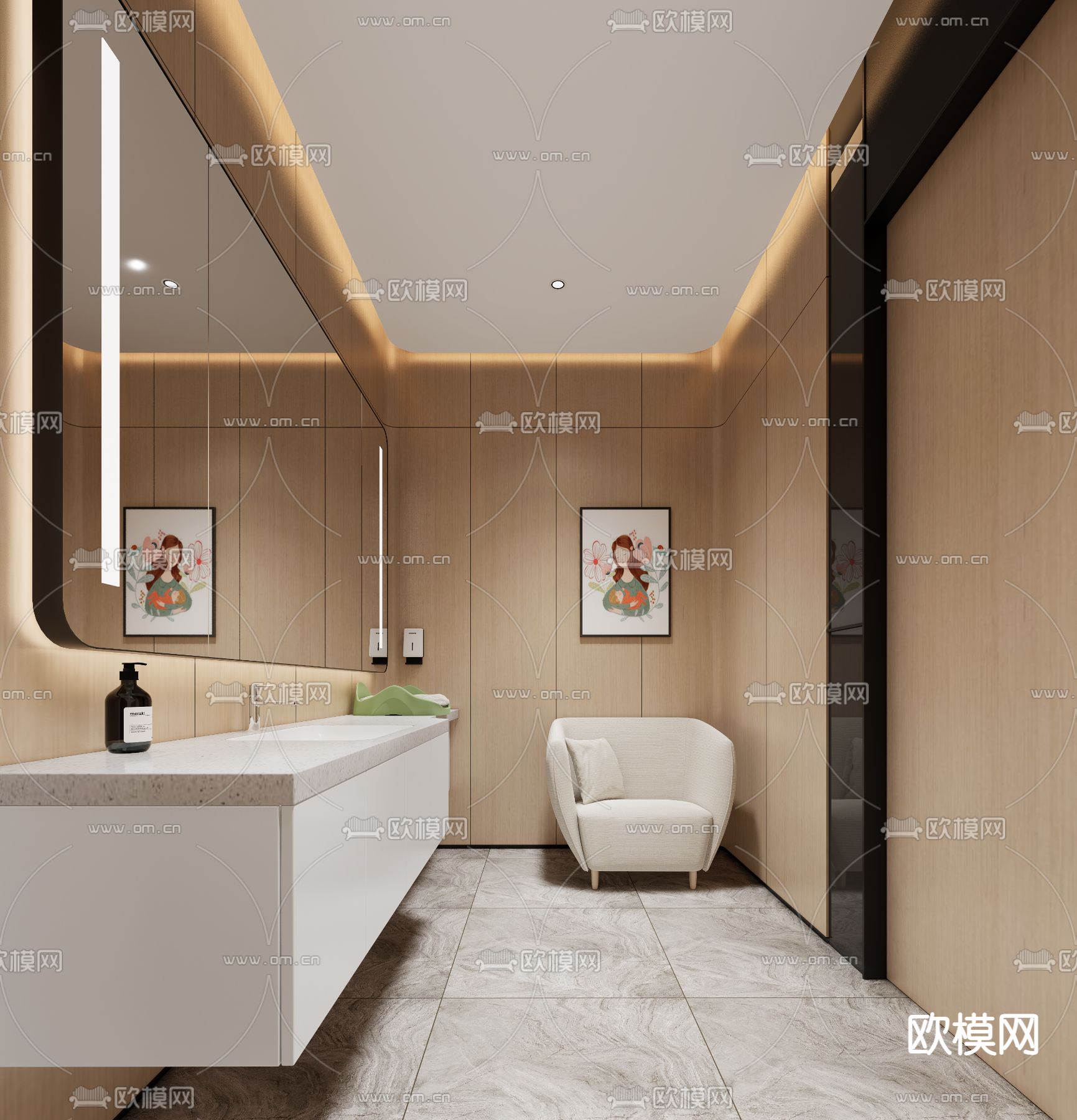 现代母婴室 哺乳室免费3d模型下载_ID13016723_3dmax免费模型-欧模网