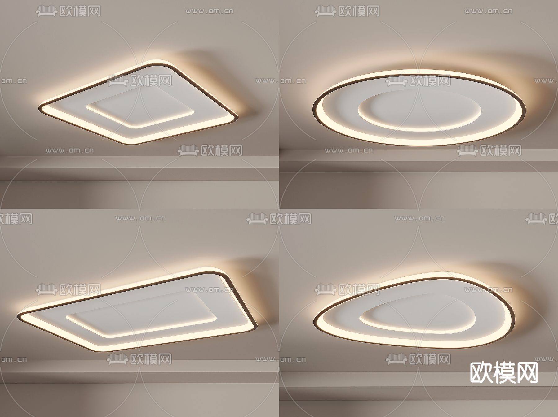 几何吸顶灯3d模型下载（渲染图1）