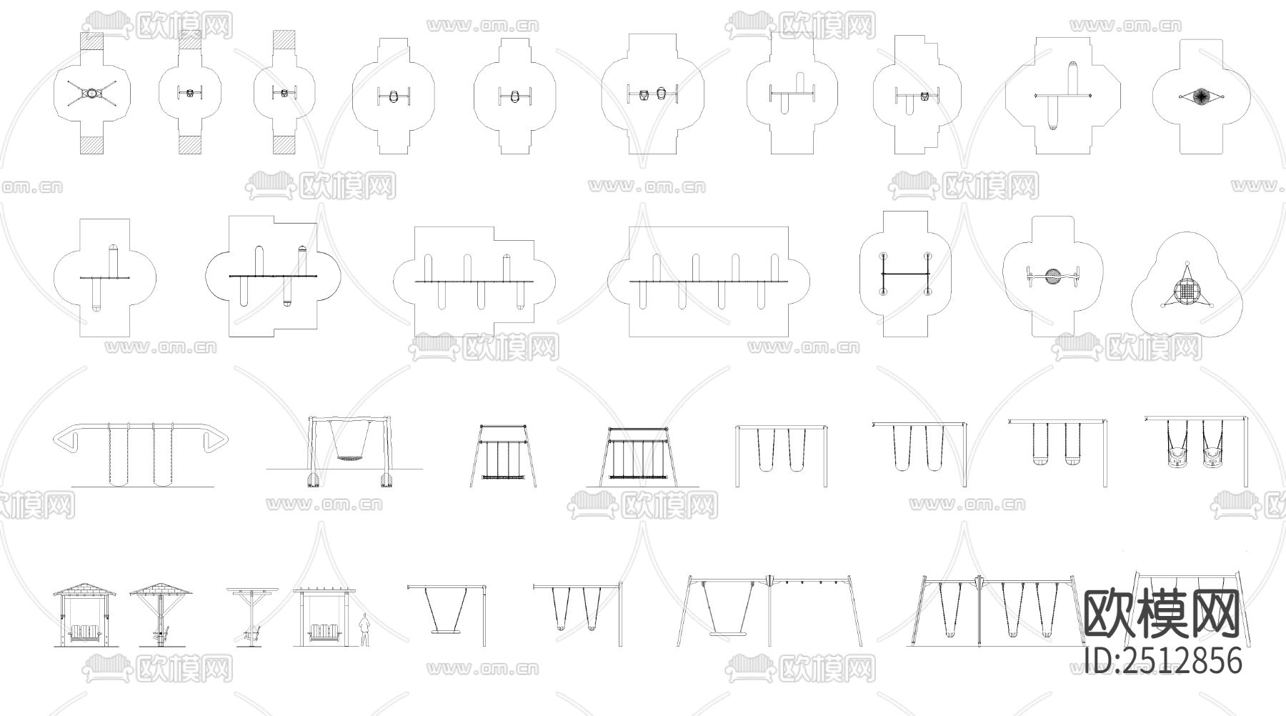户外秋千cad图库下载（渲染图2）