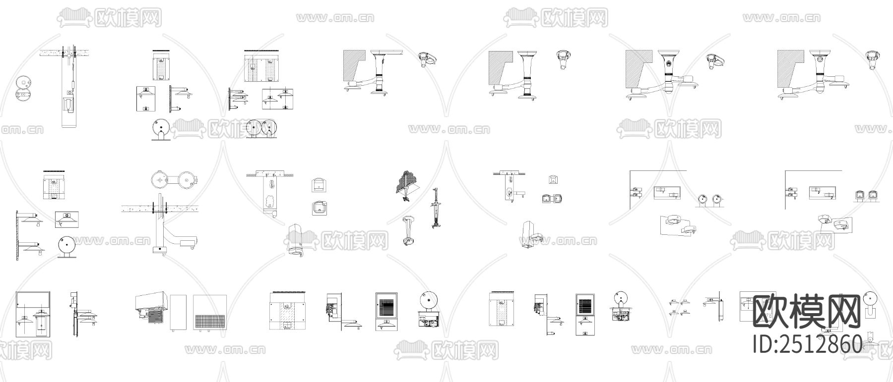 水龙头台盆cad图库下载（渲染图1）