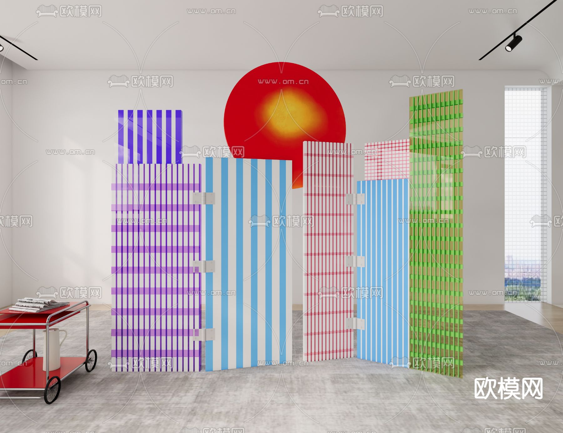 后现代艺术屏风su模型下载（渲染图1）