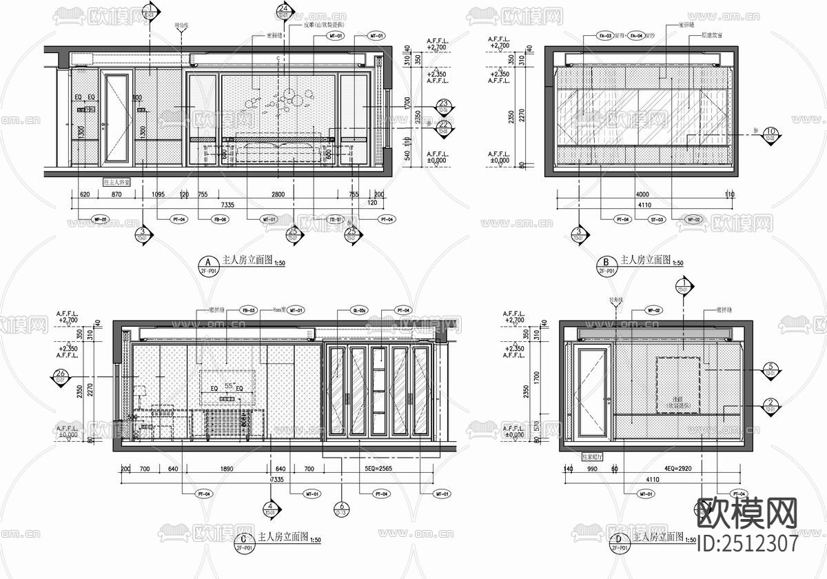 700㎡三层别墅室内cad施工图下载（渲染图8）