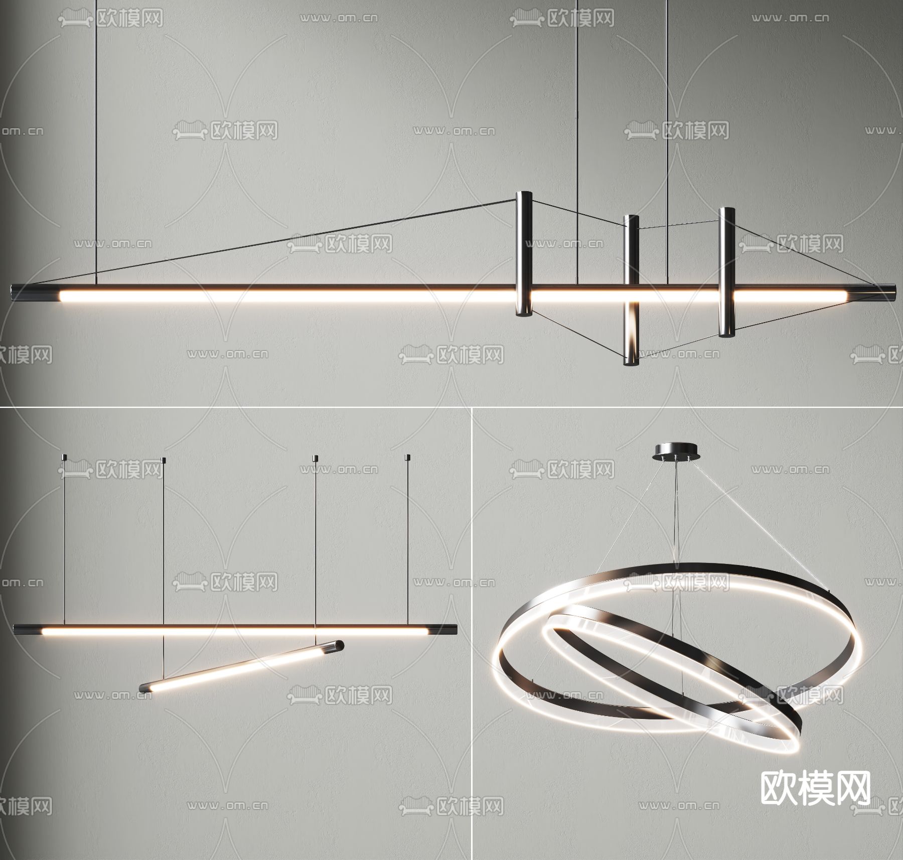 现代环形吊灯su模型下载（渲染图1）