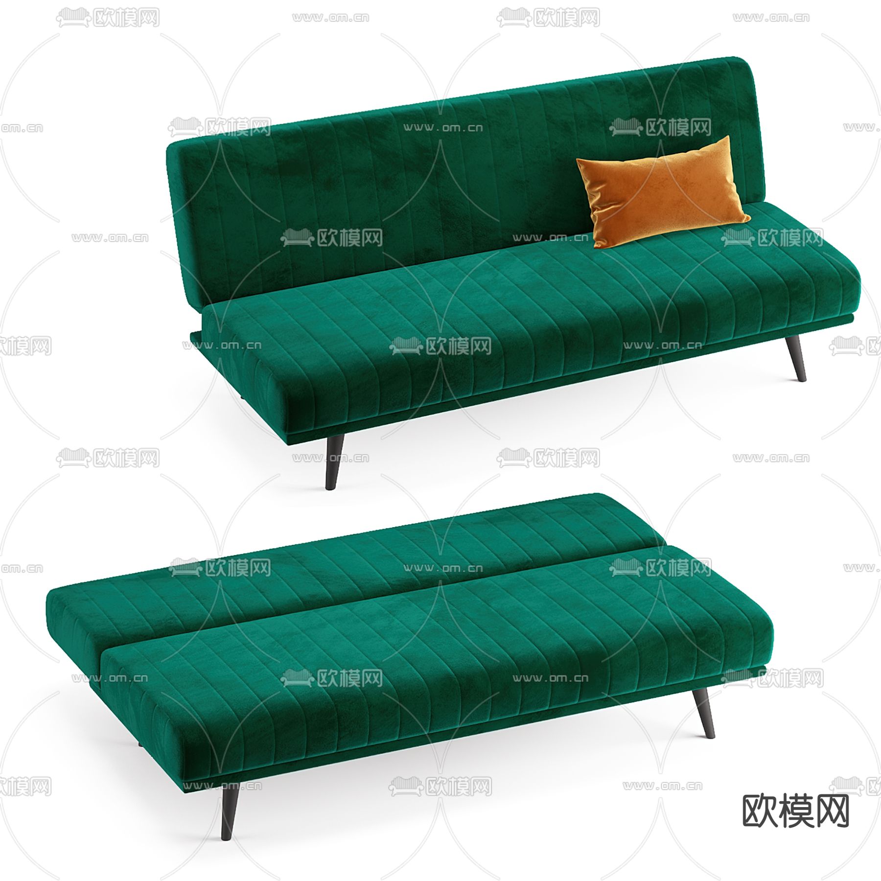 绿色沙发凳3d模型下载