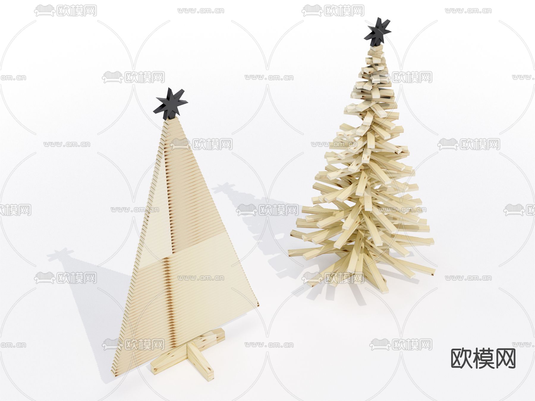 现代积木圣诞树玩具su模型下载（渲染图3）