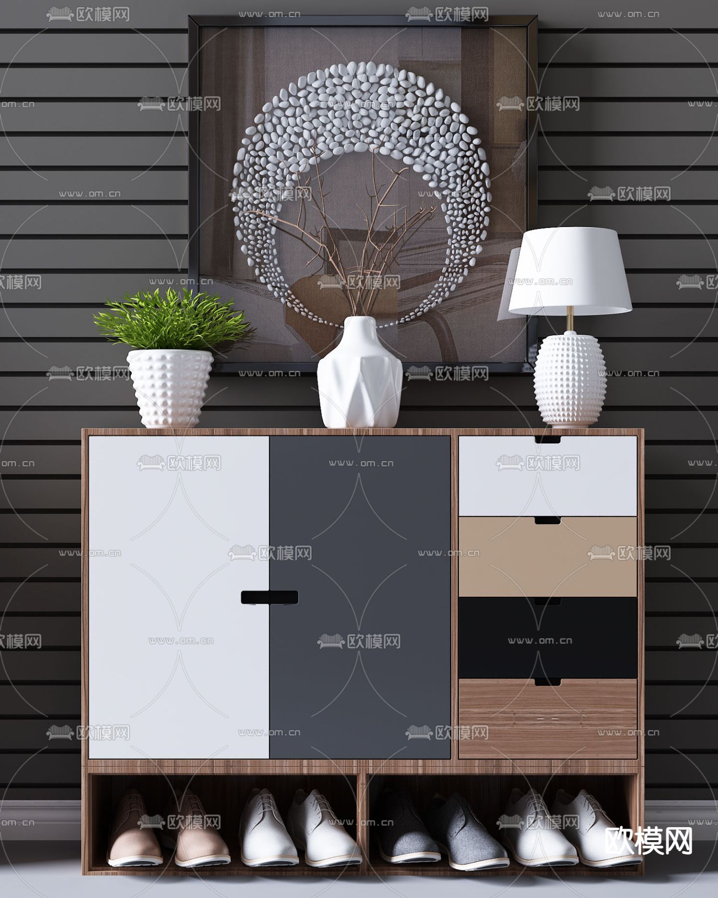 北欧鞋柜 3d模型下载