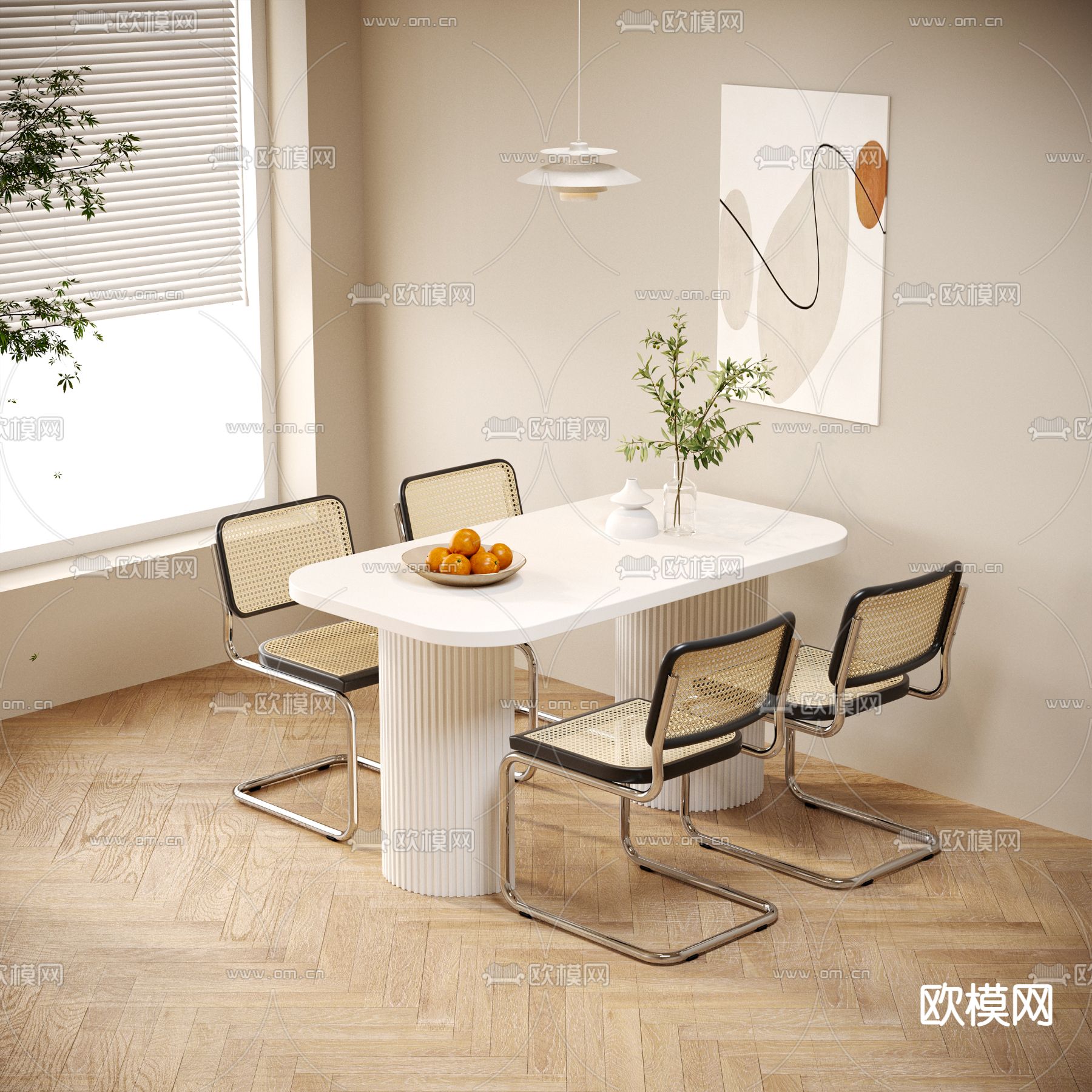 法式餐桌椅3d模型下载