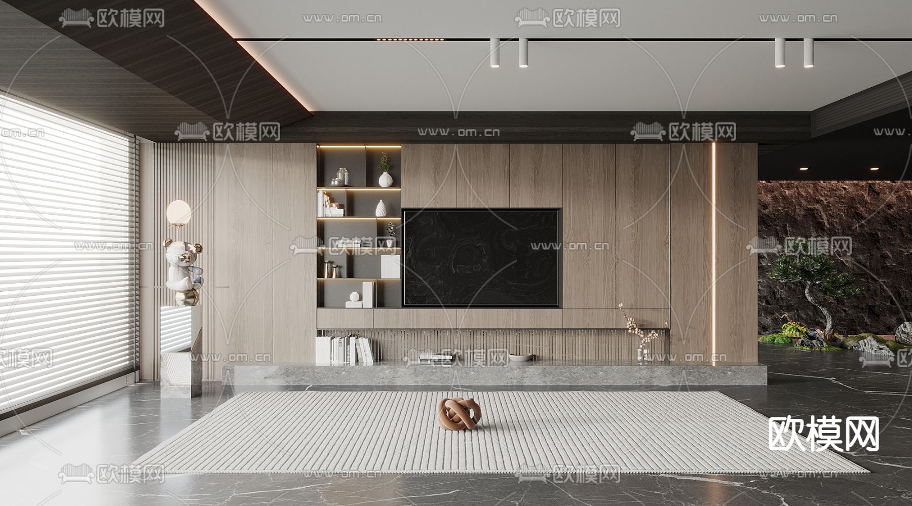 现代电视背景墙3d模型下载