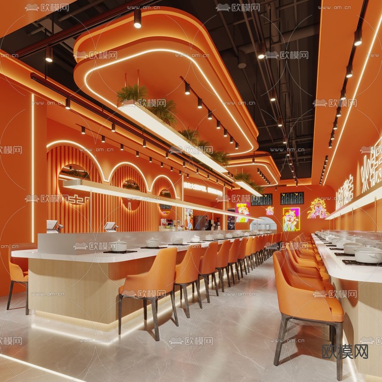 现代旋转火锅店3d模型下载_ID13018414_3dmax免费模型-欧模网