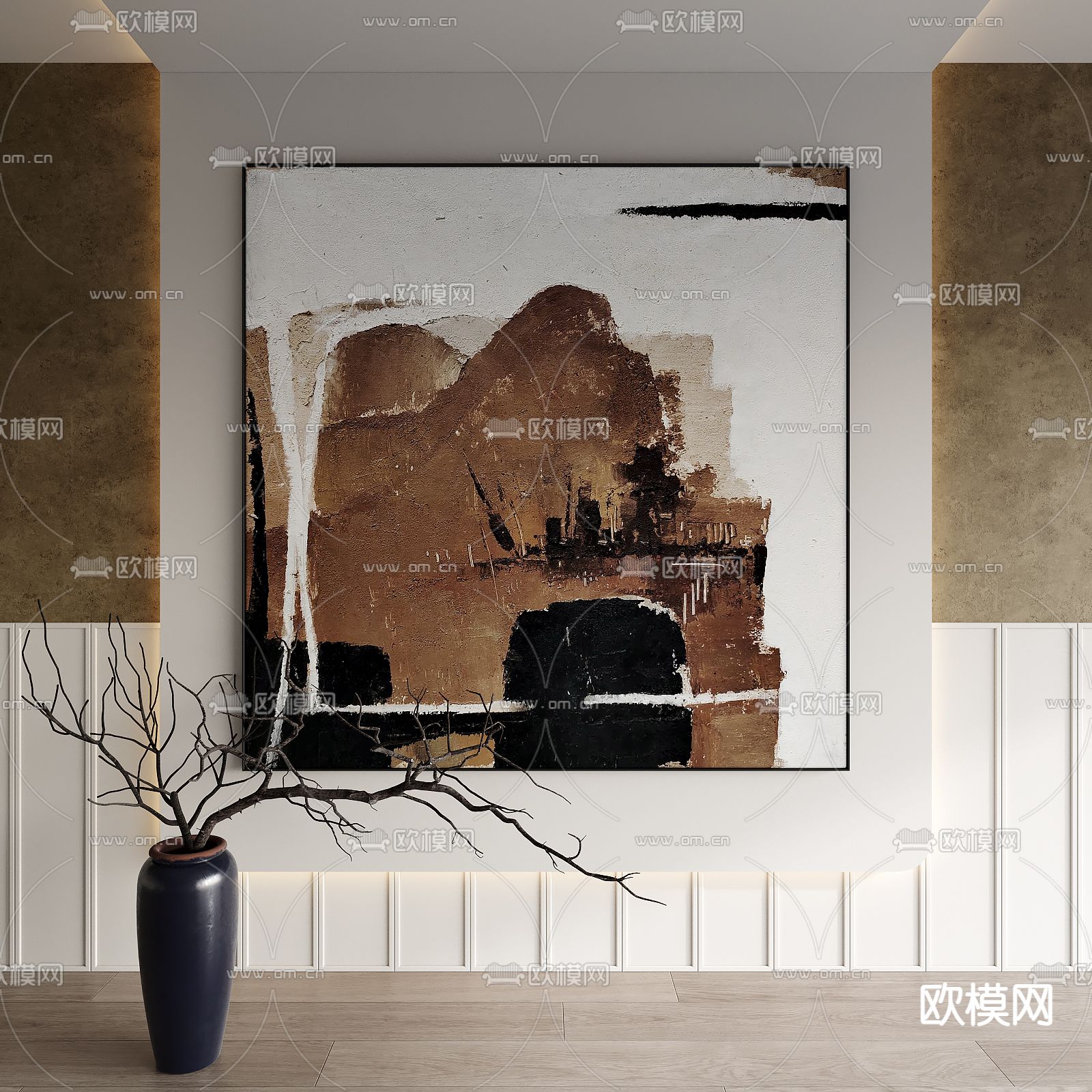 侘寂风装饰画su模型