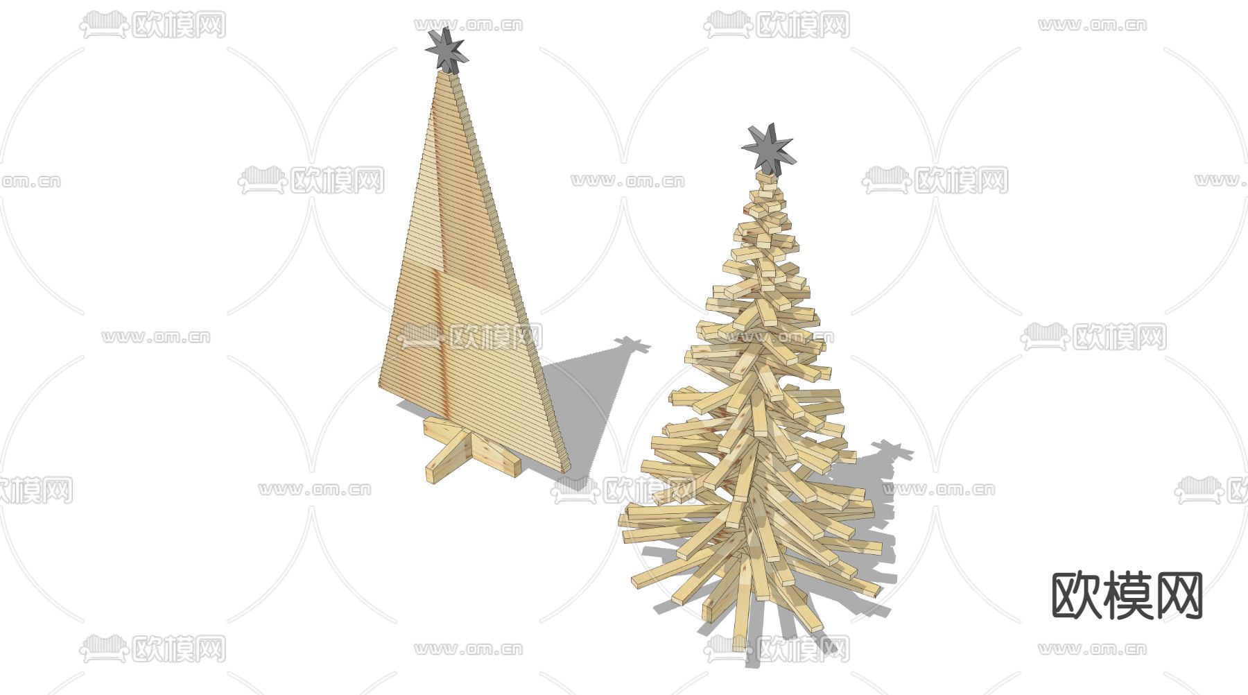 现代积木圣诞树玩具su模型下载（渲染图4）