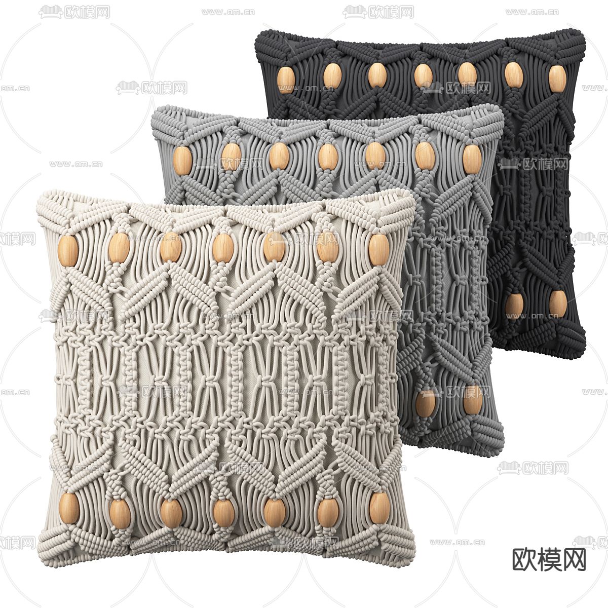 编织抱枕 枕头 靠枕3d模型下载（渲染图1）
