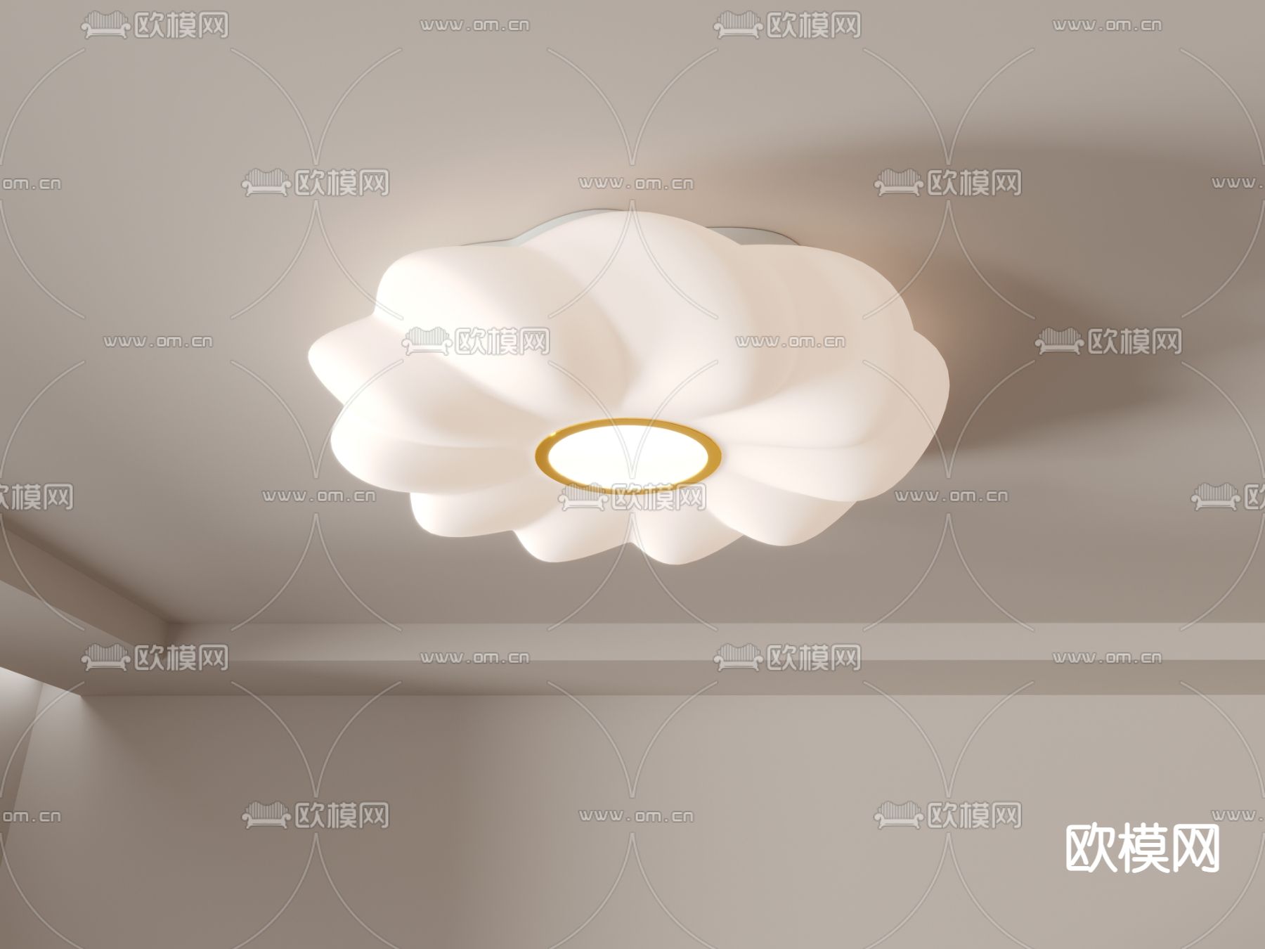 花瓣吸顶灯 卧室灯3d模型下载（渲染图2）