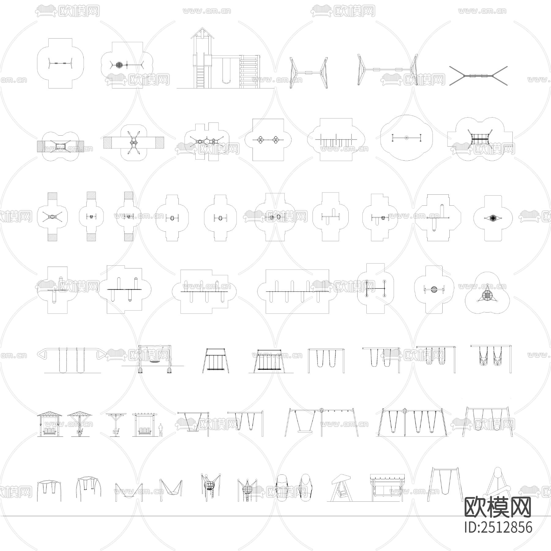 户外秋千cad图库下载（渲染图3）