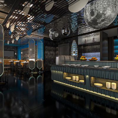  现代火锅店su模型 