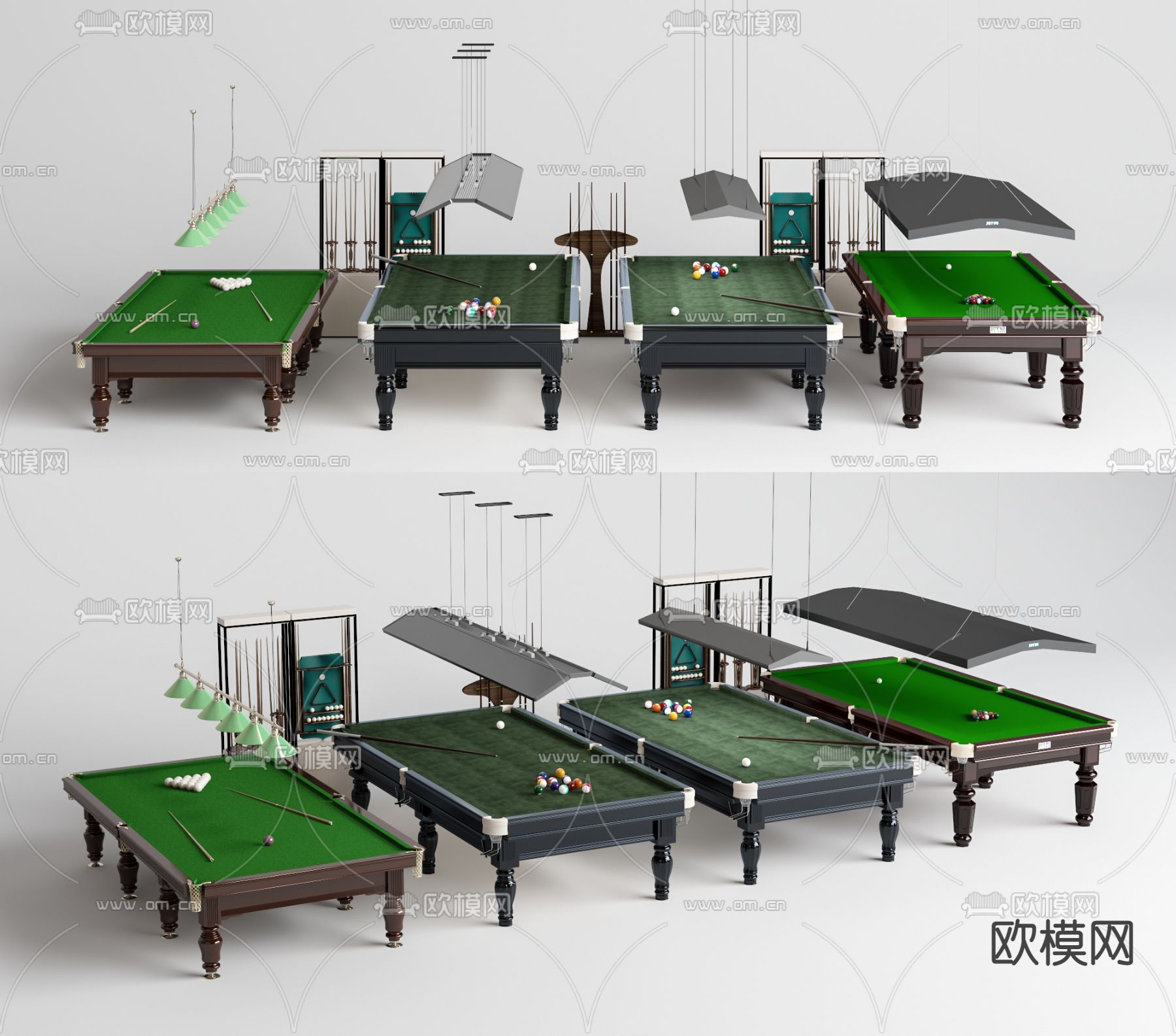 现代桌球 台球桌3d模型下载_ID13017223_3dmax免费模型-欧模网