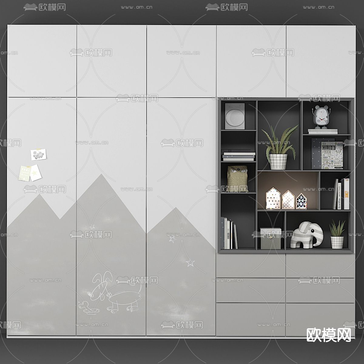 现代储物柜3d模型下载