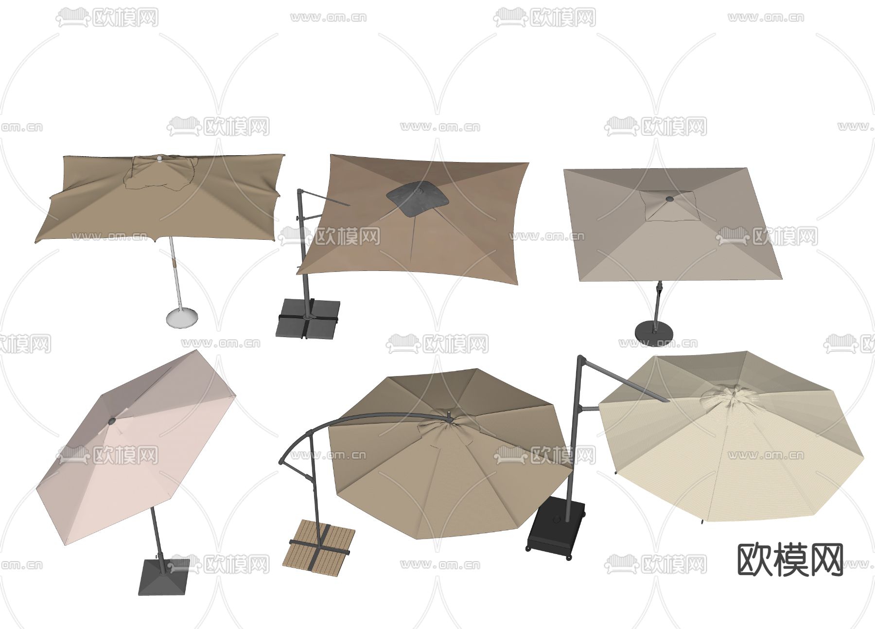 现代户外遮阳伞太阳伞su模型下载（渲染图1）