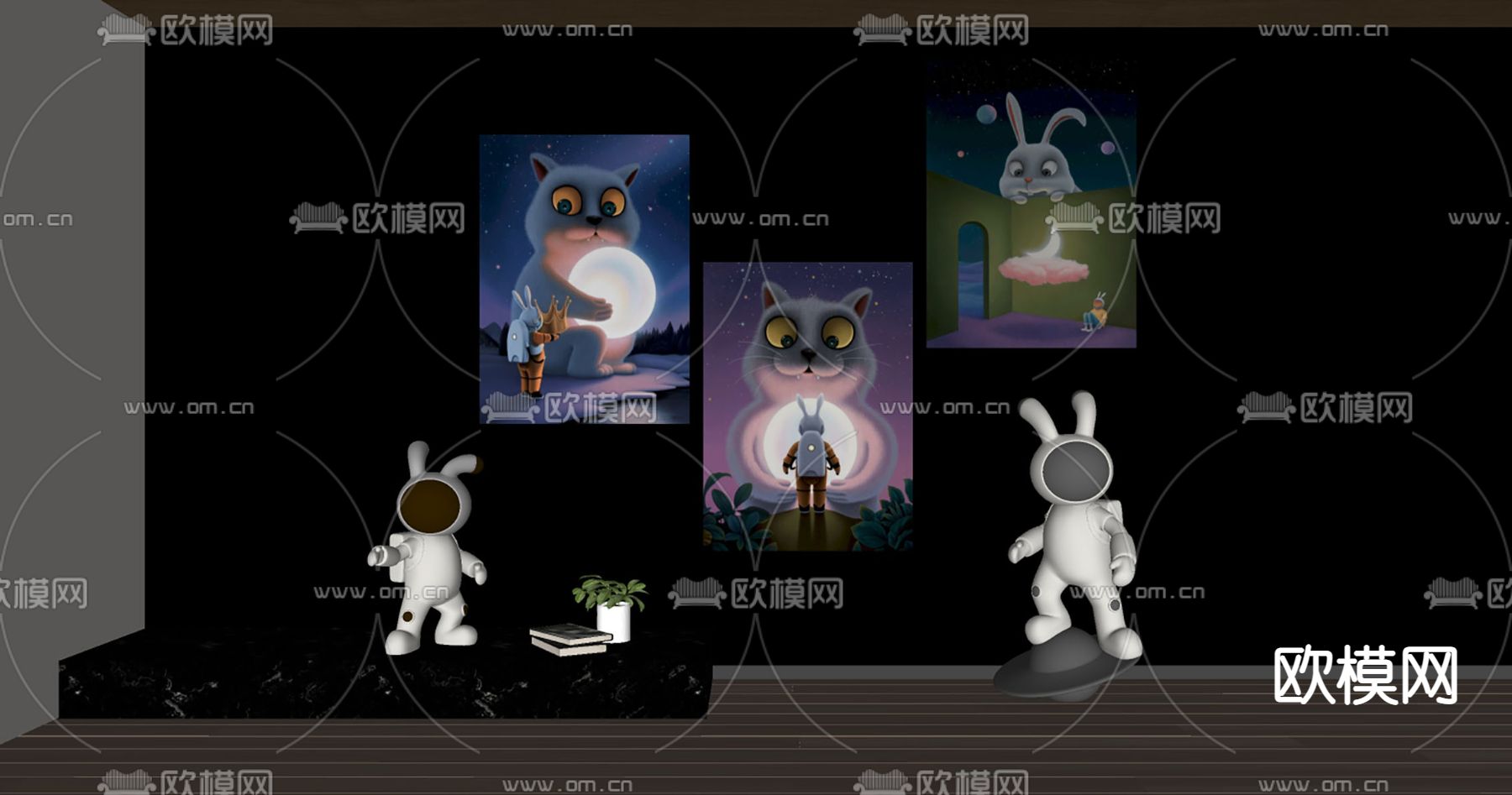 北欧装饰画 挂画su模型下载（渲染图2）
