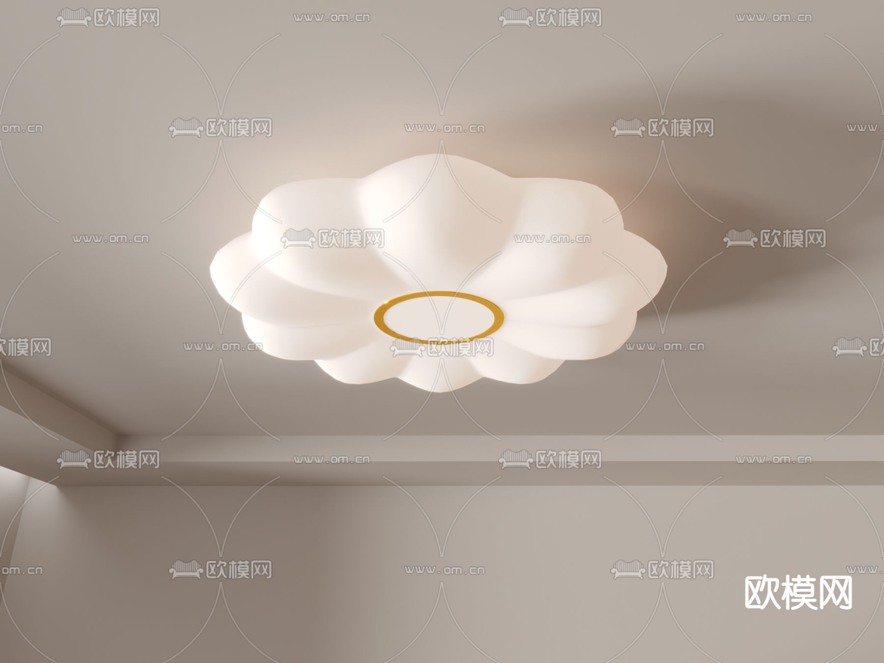 花瓣吸顶灯 卧室灯3d模型下载（渲染图3）