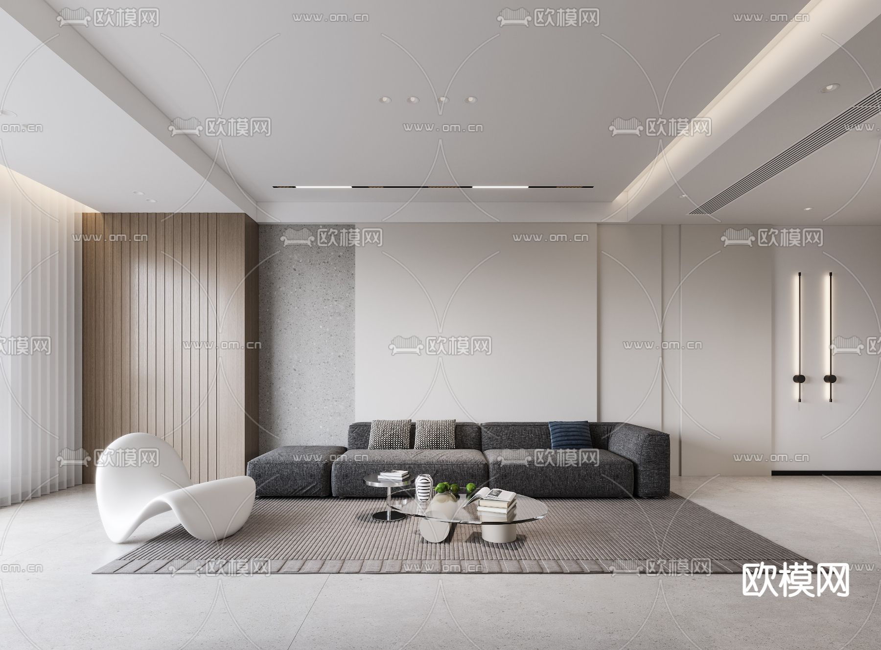 现代客餐厅3d模型下载（渲染图1）