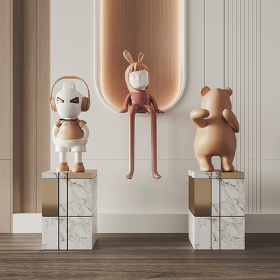  潮玩雕塑 摆件su模型 