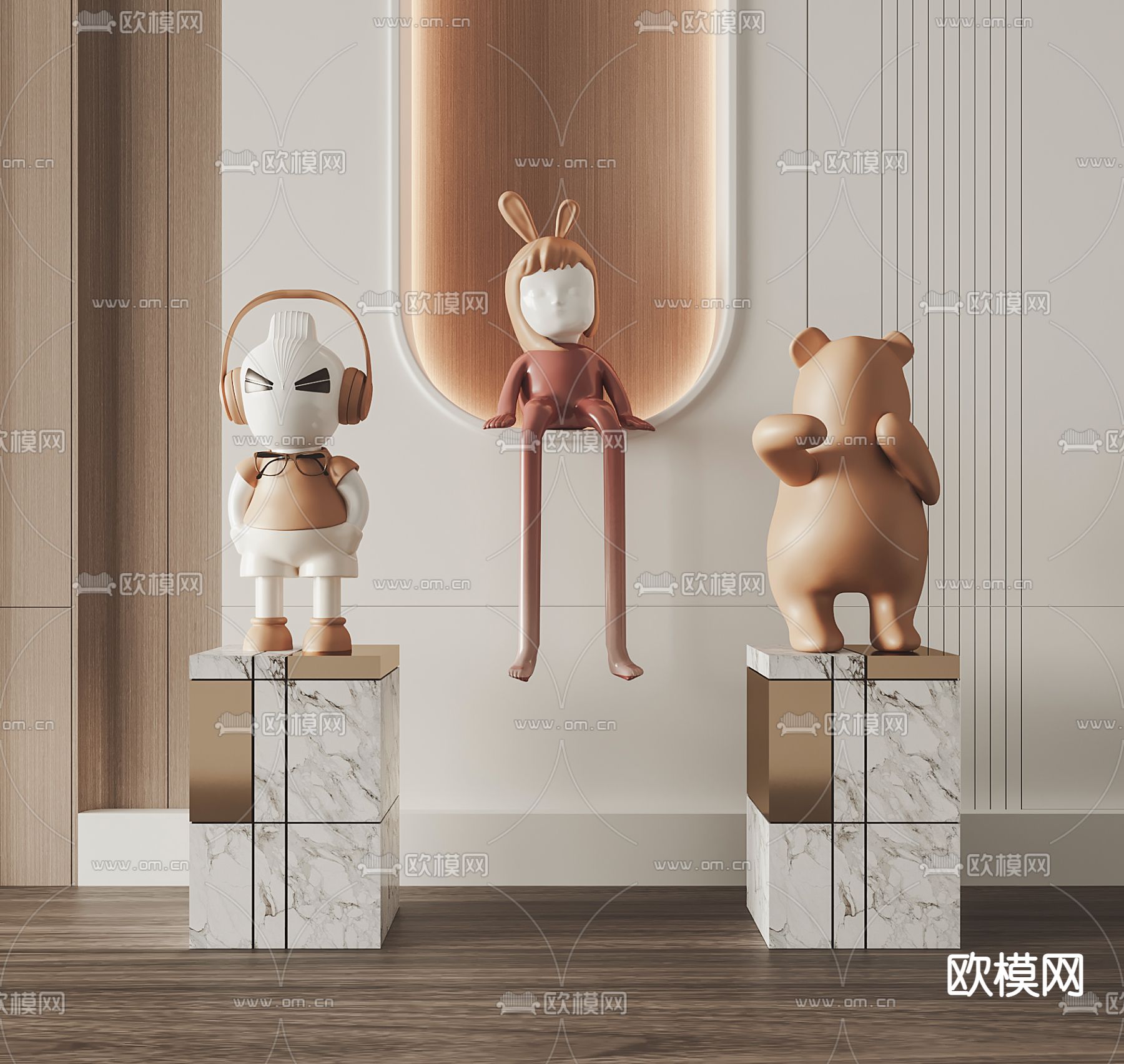 潮玩雕塑 摆件su模型下载（渲染图1）