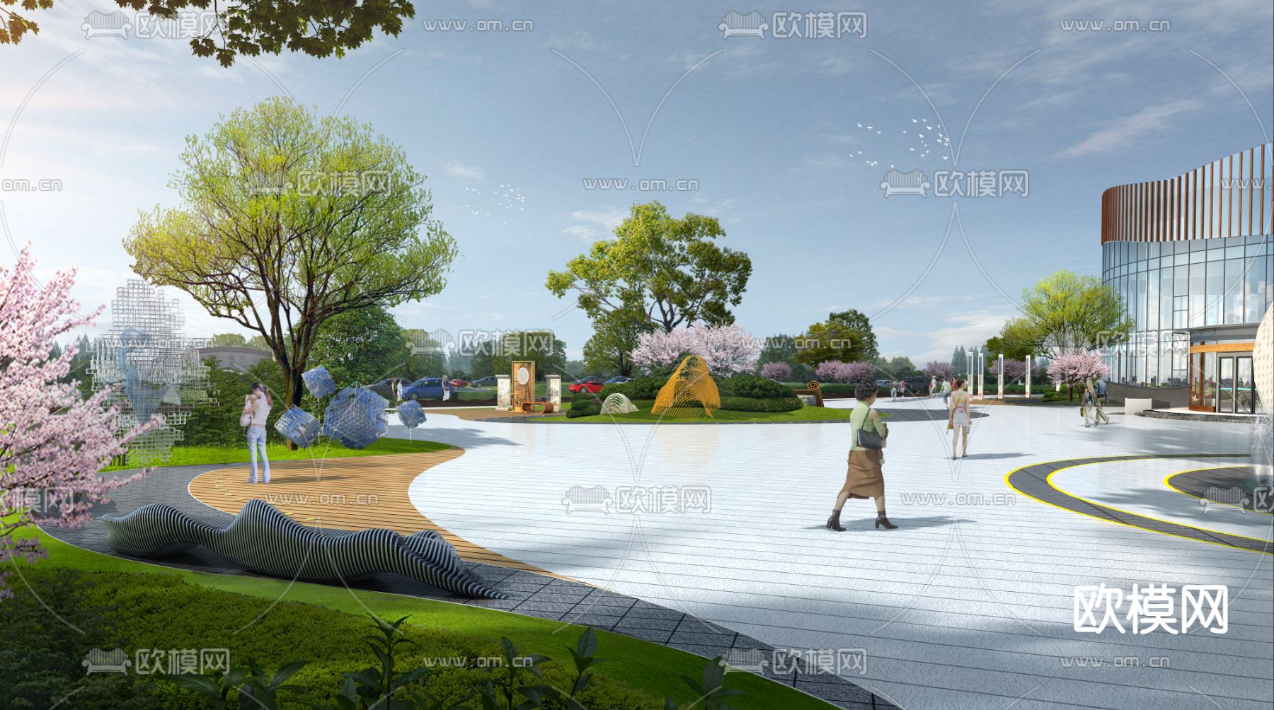 休闲公园 广场psd下载