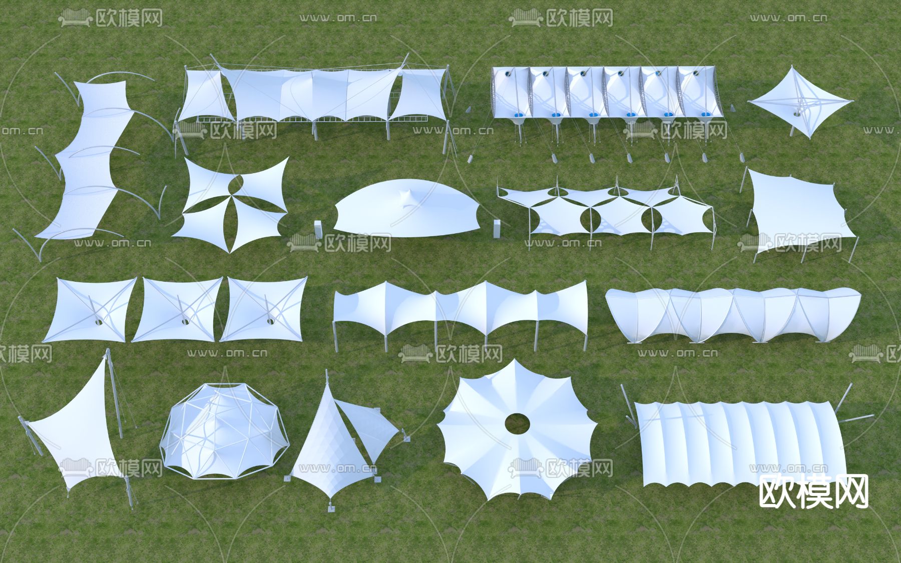 户外廊架 遮阳棚3d模型下载