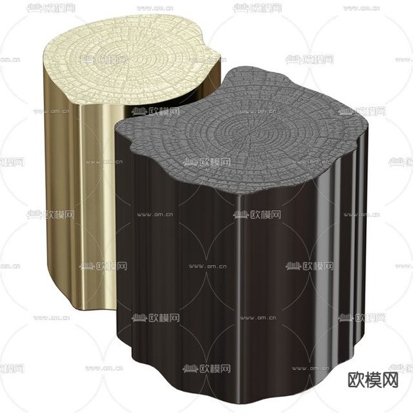 现代轻奢艺术树桩边几免费3d模型下载