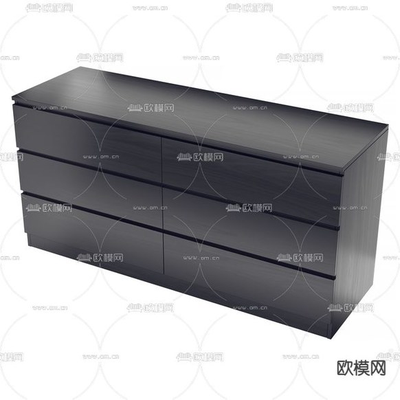 新中式极简实木边柜免费3d模型下载