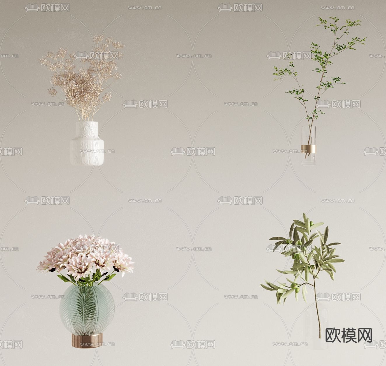 水生植物 花瓶插花 花卉3d模型下载